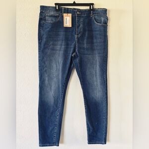 Boohoo Man Jeans Blue Skinny Logo Light Wash Stretch 44x30 New